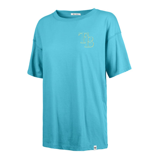 Rays Women's '47 Brand Blue TB Burst On Back Sadie T-Shirt