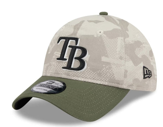 Rays Womens New Era Beige/Olive 2025 Armed Forces Day 9Twenty Adjustable Hat