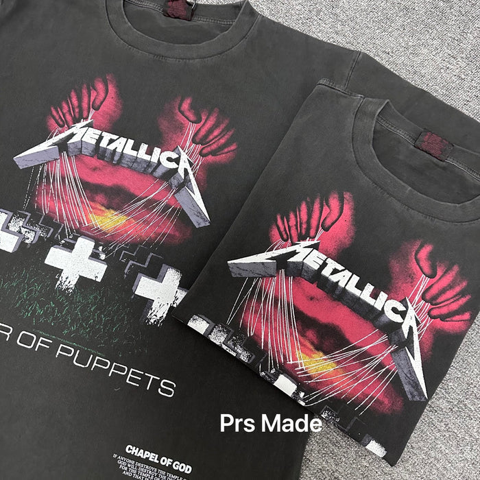 Remake Limited Metallica Master Of Pupperts - Custom Dyed Circular Knit T-Shirts