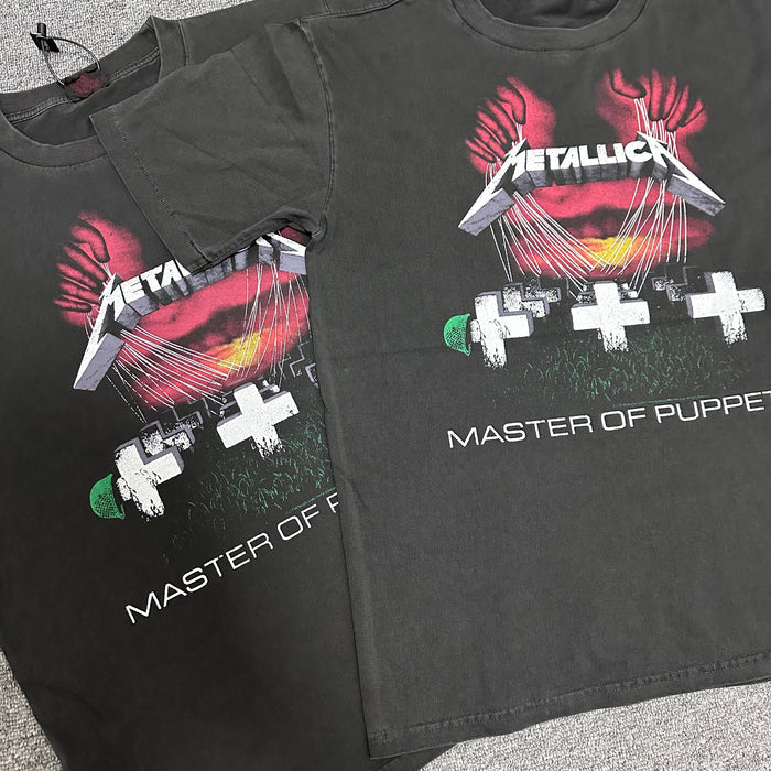 Remake Limited Metallica Master Of Pupperts - Custom Dyed Circular Knit T-Shirts