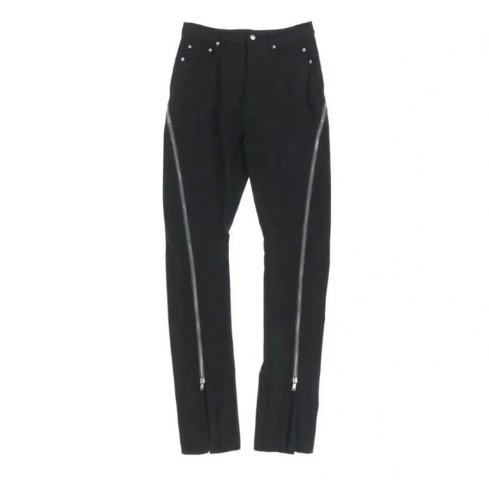 Rick Owen ACBT Dark Multi-Zip Wide-Leg Stacked Slimming Flared Denim Trousers