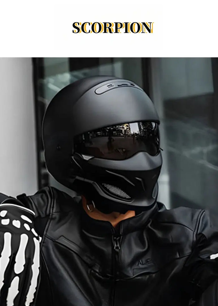 Shadow Scorpion Motorcycle Helmet - Full Face DOT Approved for Harley Cruiser Bike Class A 3C