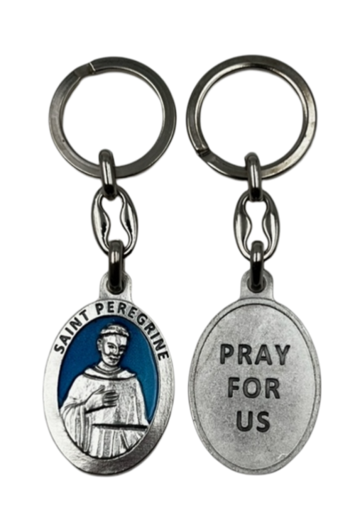 St. Peregrine Blue Enamel Key Ring <br>(Made in Italy)