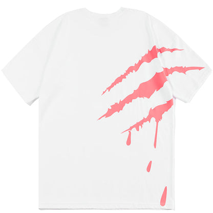 SUAMOMENT BloodClaw Loose Fit Tee Claw Marks Foil Print Couples’ Casual