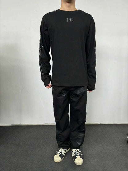 Thug Club Multi-Needle Embroidery Sword Graphic Long Sleeve Tee Casual Shirt