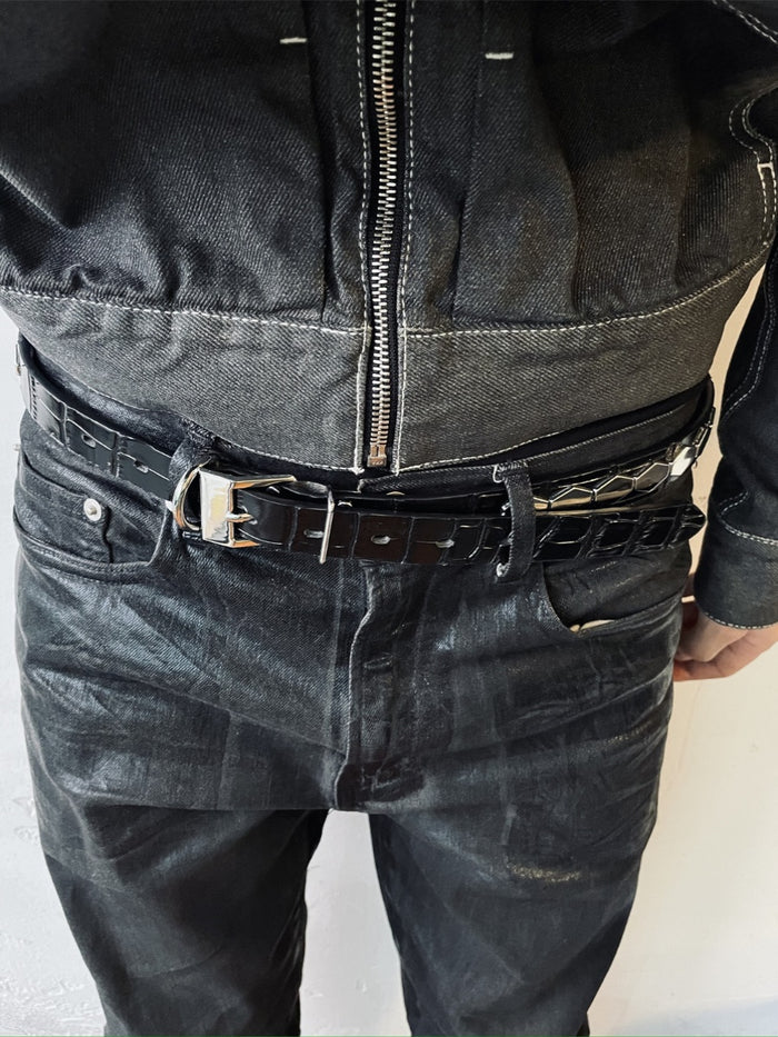 UNDERCOVER AW06 AFFA Archive Belt Scale-Embossed Crocodile Leather Armor Plating