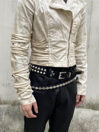 UNDERCOVER AW06 AFFA Archive Belt Scale-Embossed Crocodile Leather Armor Plating