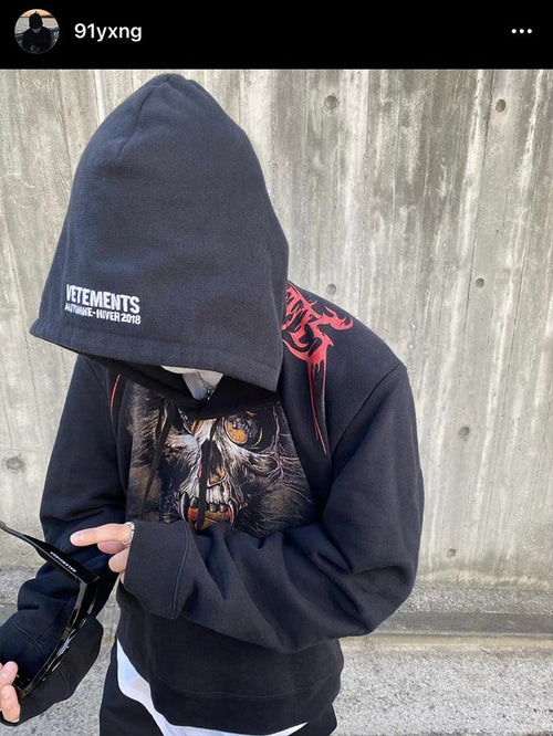 Vetement VTM Padded Shoulder Ghost Face Hoodie Heavyweight Outerwear