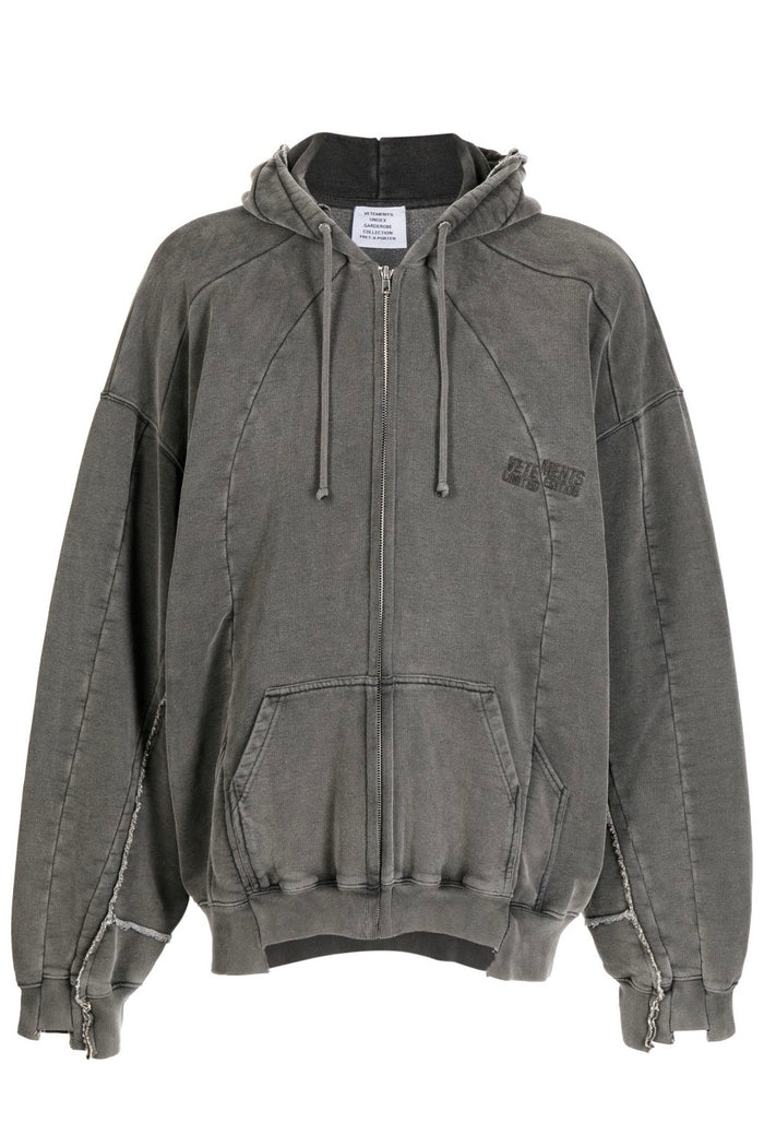 Vetements 23FW Heavy Washed Distressed Deconstructed Zip Hoodie