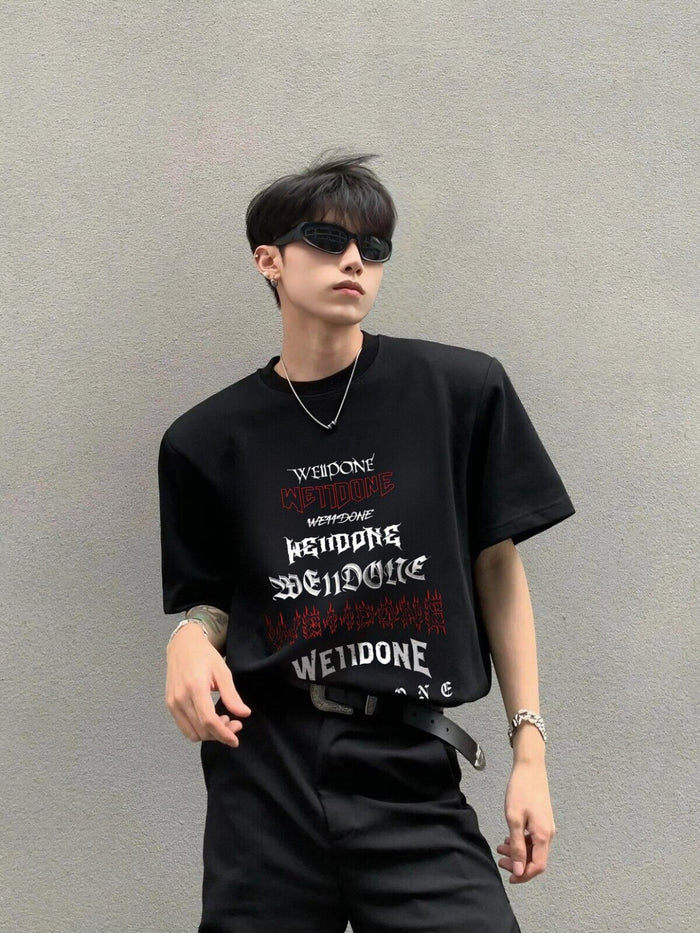 WE11DONE Streetwear Summer Loose Cotton Couple’s Short Half-Sleeve Tee