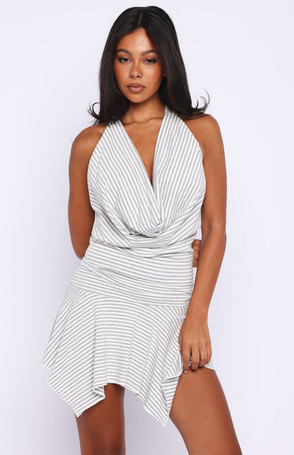 Urban Drift Mini Dress Grey Stripe