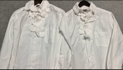 Yohji Medieval Court Shirt - Triple Collar Floral Print Cotton Blouse
