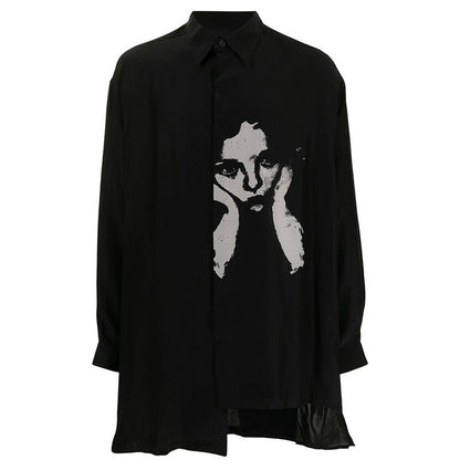 Yohji Yamamoto 21SS Meditative Girl Print Dark Style Shirt Unisex