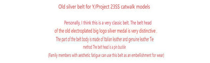 Y/Project 23SS Runaway Distressed Silver Plaque Genuine Leather Belt